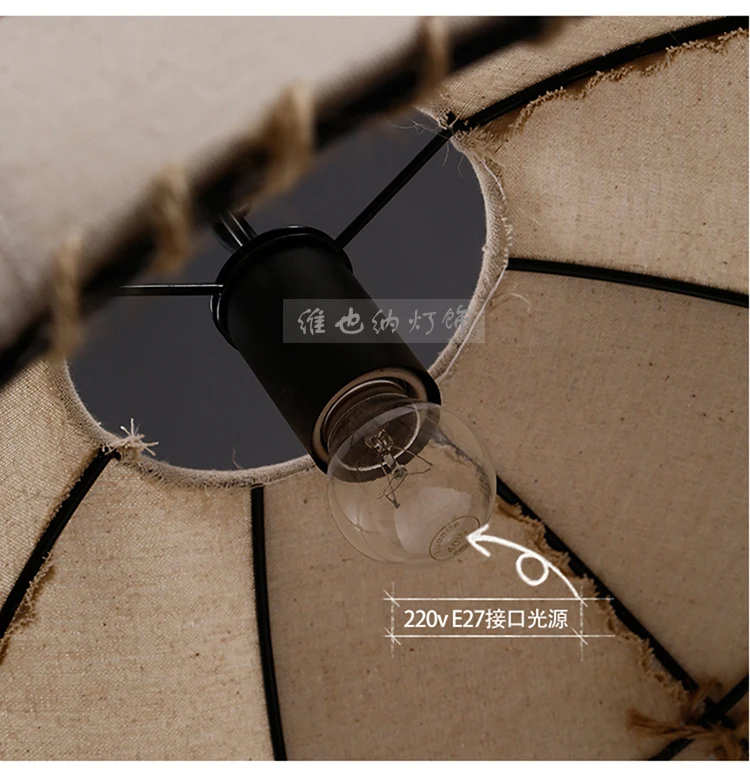الشمال الرجعية القماش الصناعي قلادة مصباح حبل القنب شنقا أضواء الثريا تركيبات لغرفة النوم مطعم غرفة الطعام