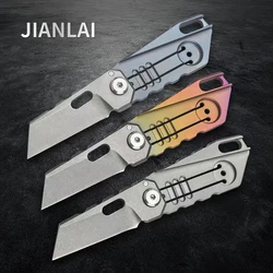 New Outdoor Survival Tool Mini Knife Portable Camping EDC Tactical Titanium Handle Quick Hanging Folding Knife