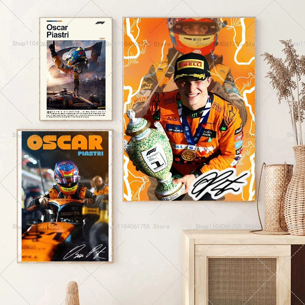 1PC F1 O-Oscar 81 P-Piastri Poster Self-adhesive Art Waterproof Paper Sticker Coffee House Bar Room Wall Decor