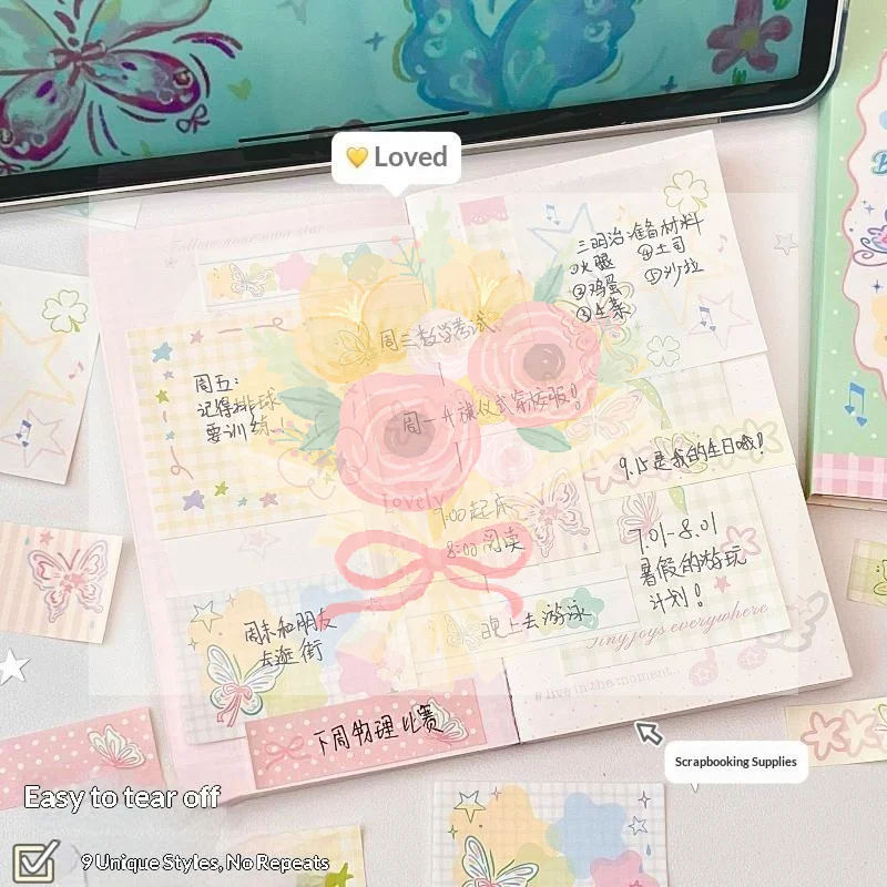 Cute Butterfly Star Three Fold Sticky Notes 9 Styles Self‑Adhesive Memo Pad Note Paper For School Office Stationery Supplies