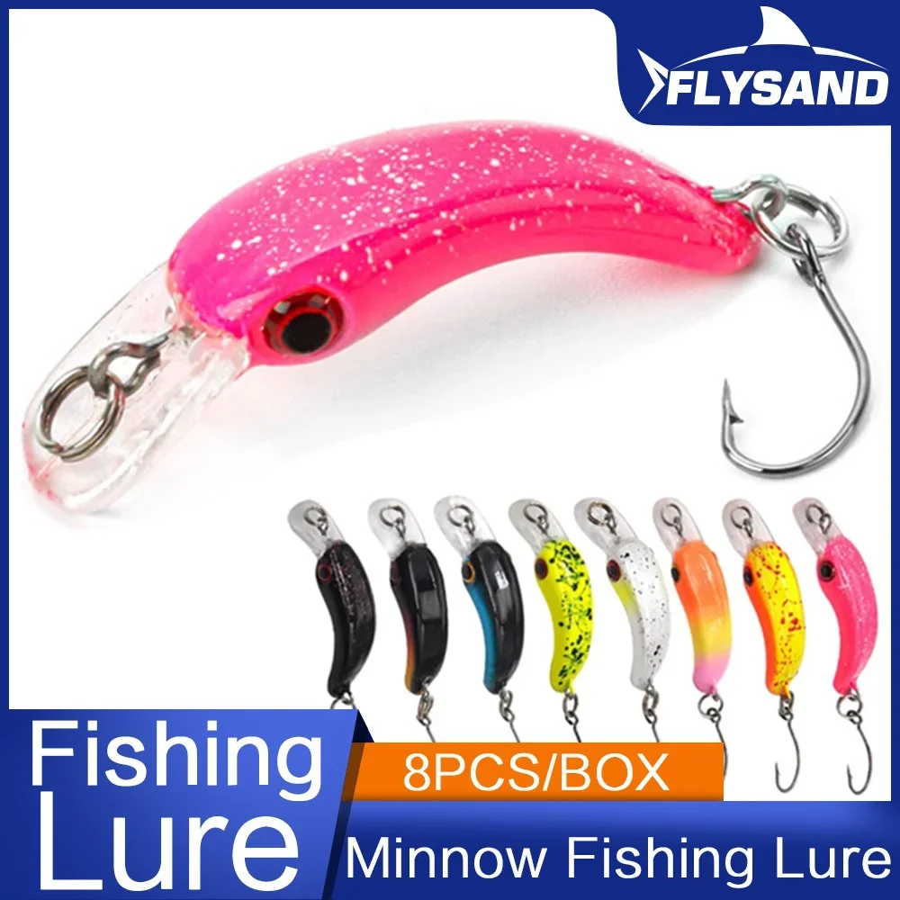 FLYSAND Floating Mini Minnow Fishing Lures Artificial Hard Bait Sharp Hook Crankbait Lure 8Pcs/Box Fishing Accessories