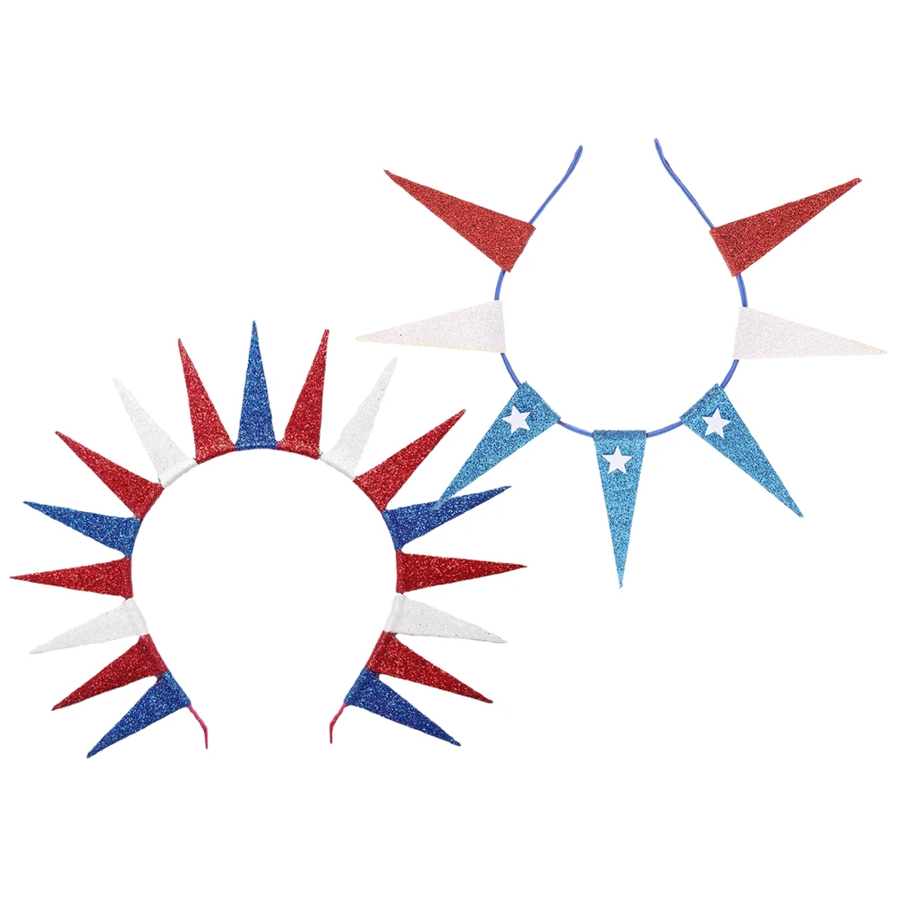 

2Pcs Sparkling Statue of Liberty Headband Usa Stars Patriotic Headpiece Perfect for Election Charity National Day 4th of July