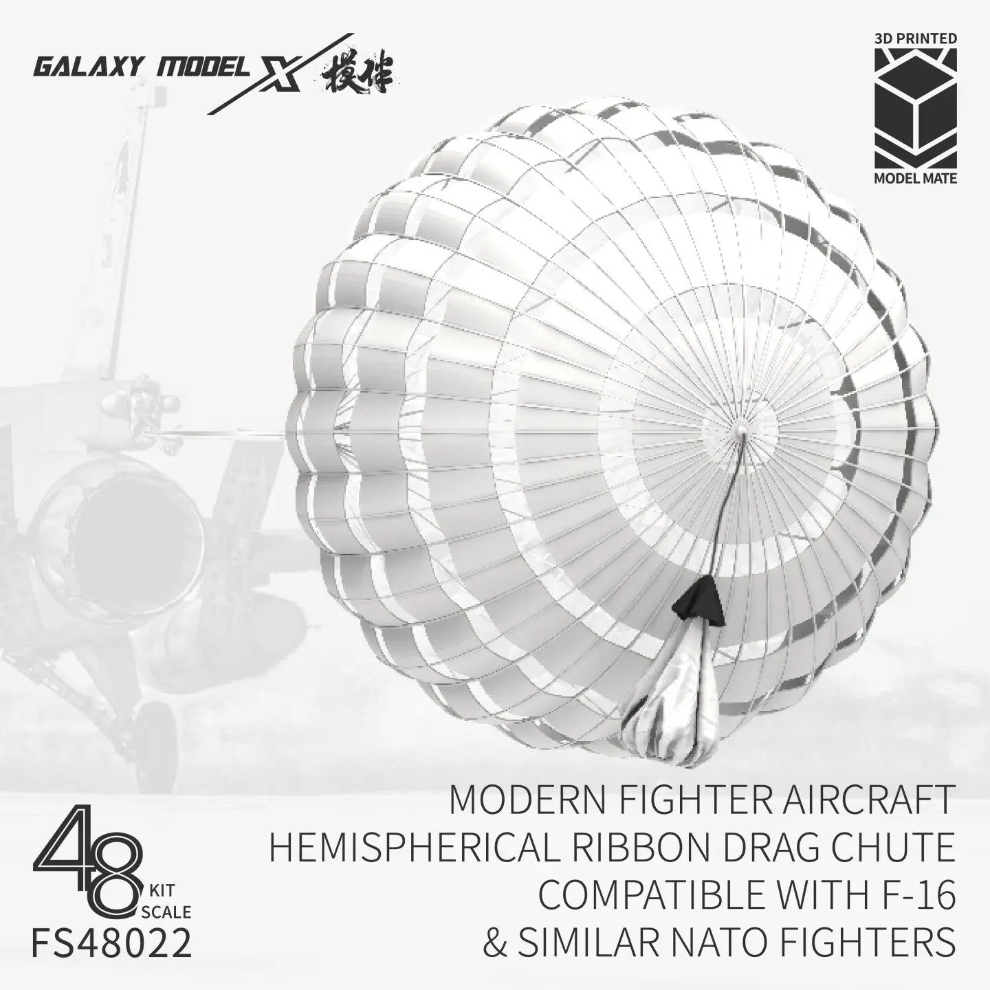 Galaxy FS48022 Modern Fighter Aircraft Hemispherical Ribbon Drag Chute Compatible with F-16 & Similar Nato Fighters