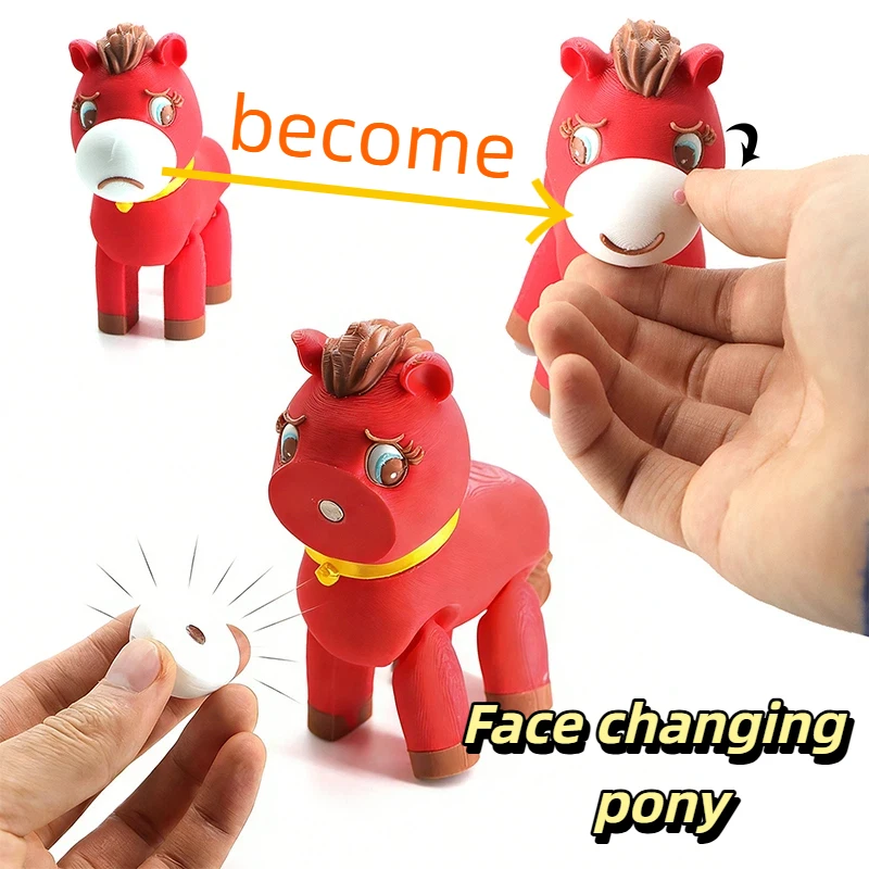 

Cute Crying Horse Decor A Pony With Movable Limbs And Interchangeable Facial Horse Year Mascot New Year Gift Room Decoration New