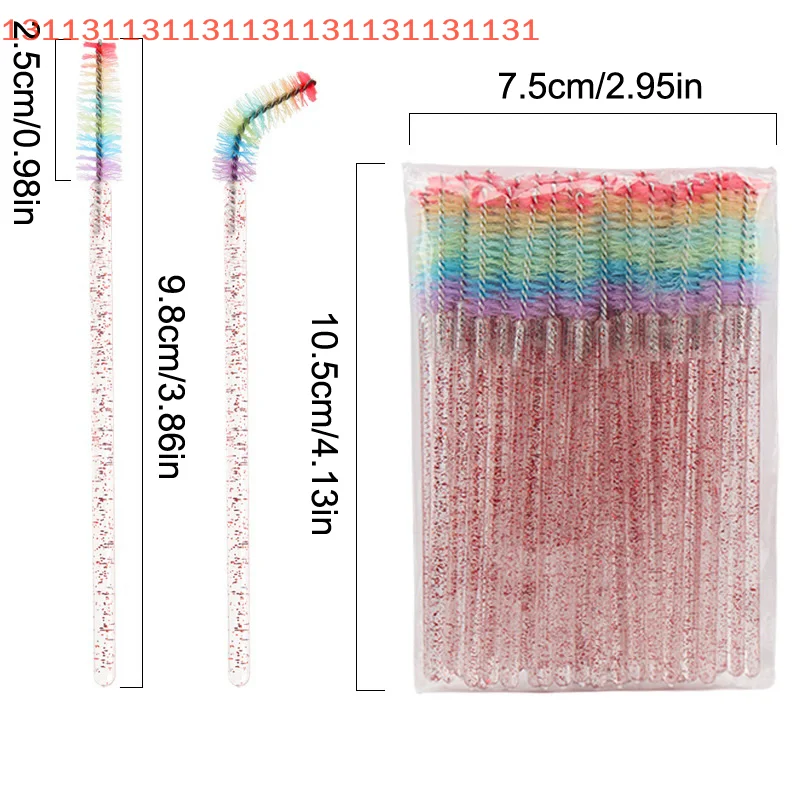 50 قطعة المتاح الملونة كريستال رمش فرشاة مشط المهنية رموش تمديد عصي الماسكارا ماكياج الجمال أداة #2