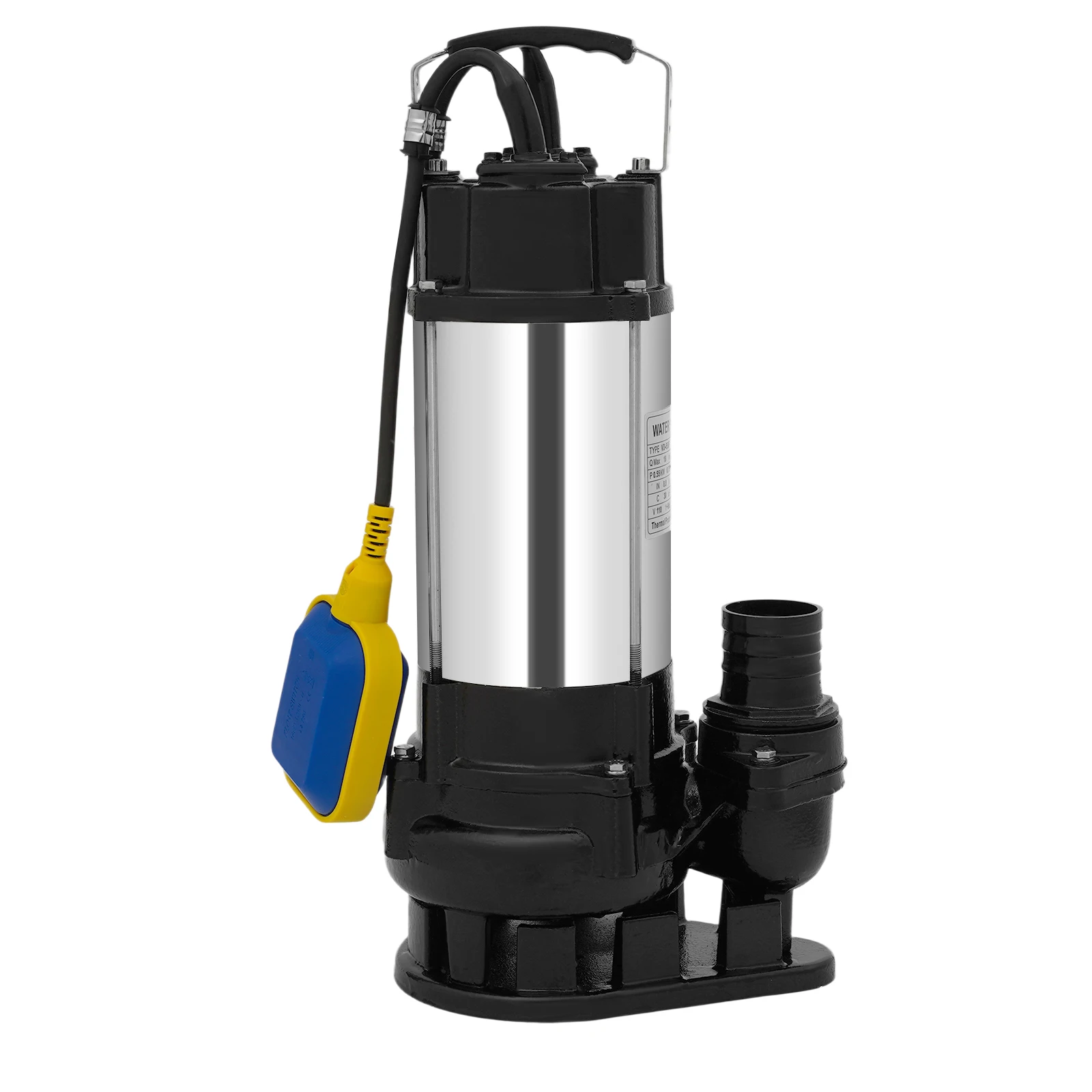 Submersible Sewage Pump 0.75HP 110V, Stainless Steel Dirty Water Pump With Automatic Float Switch & Grinder, 4755GPH Max Flow 49ft Lift For Sump Well Pool, US Plug
