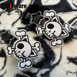 Gothic dark punk Subculture Abi y2k Millennium Hot Girl Skull hair Plush black accessory Decoration hairgrips Hairpin clip 