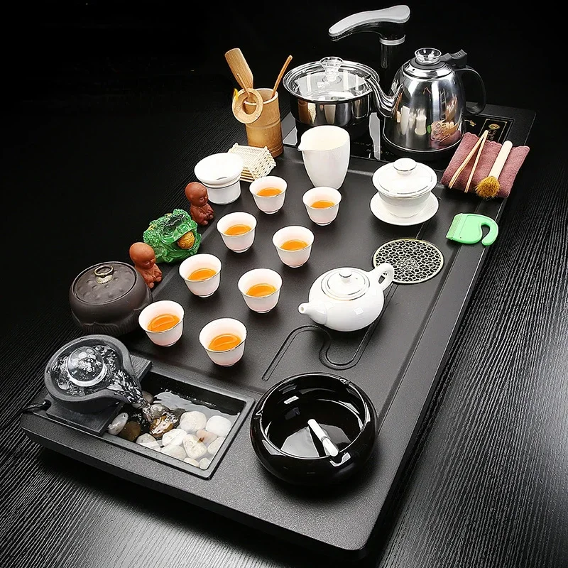 ^Lazy English Tea Set Matcha Cup Whisk Service Ceremony Luxury Gift Tea Set Wooden Box Strainer Warmer Juego De Te Home Products