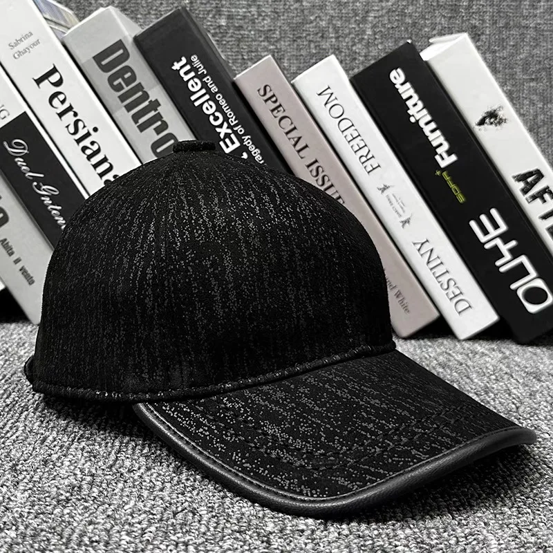 New 2025 Sports Baseball Cap Men Genuine Leather Duck Tonue Hats Male Casual Punch Hockey Golf Leather Printed