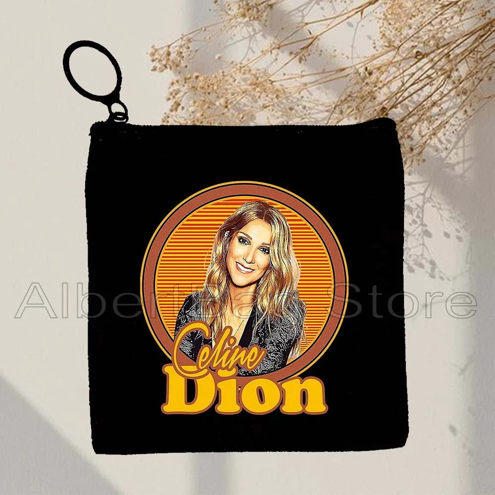 Celine Dion Music Singer Poster PORTRAIT Fan Cute Gifts Canvas Coin Purse Bags Small Square Key Storage Card Bag Wallet Pouch