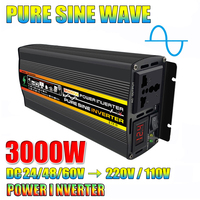 Pure Sine Wave Inverter,3000W Car Solar Inverter,DC12V to 220V,Dual USB,Socket Transformer,Power Converter,Power Inverter