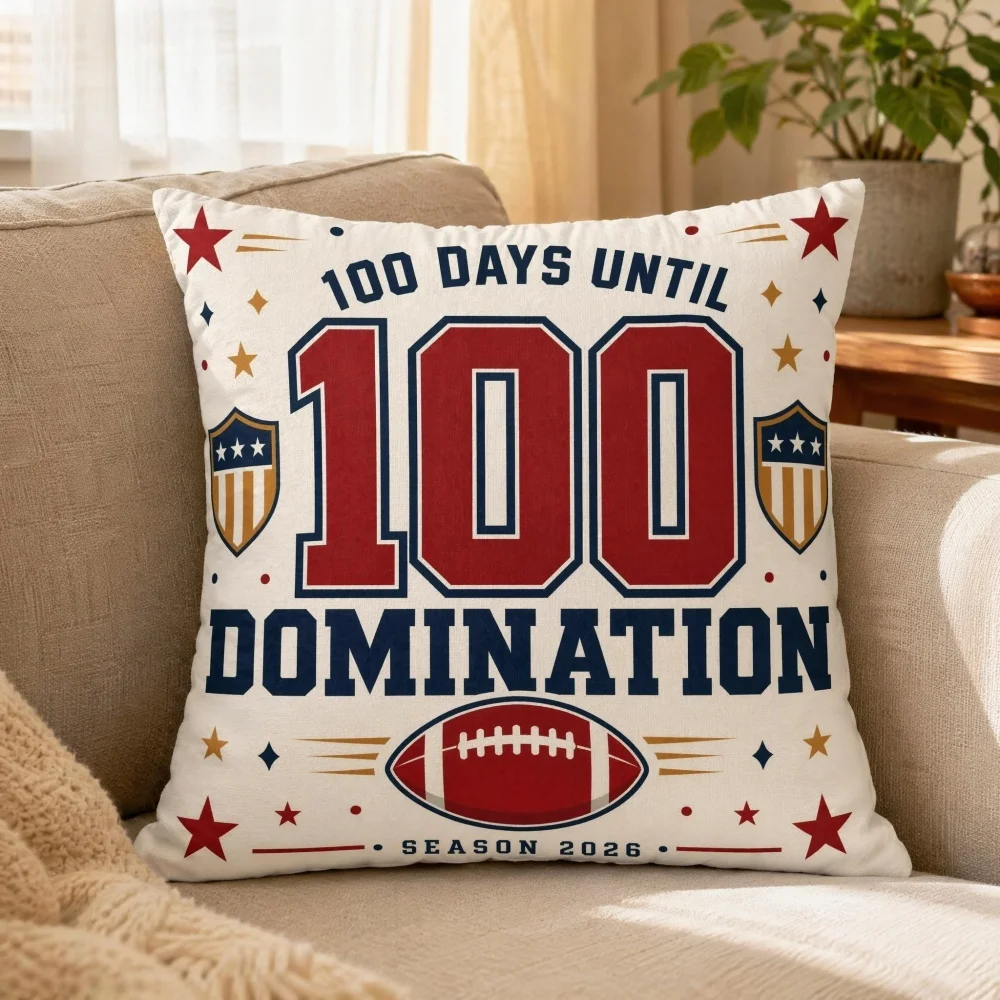 Sports Lover Gift Throw Pillow, Football Print Full Filled Complete Cushion for Living Room Man Cave Sofa Home Decor