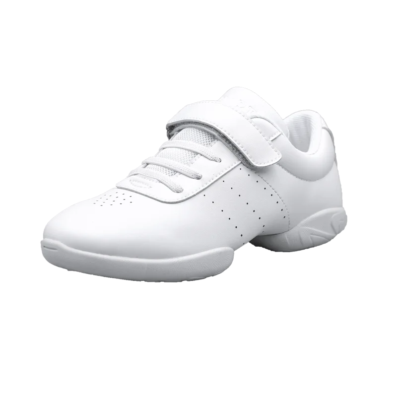 Soft soled competitive aerobics shoes children's strapless dance shoes white team competition training shoes grading cheerleadin