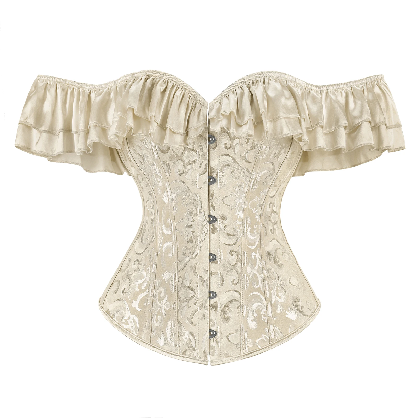 Women Sexy Corset Bustier Top Plus Size For Women Vintage Jacquard Floral Sleeves Cosplay Shapewear - view 4