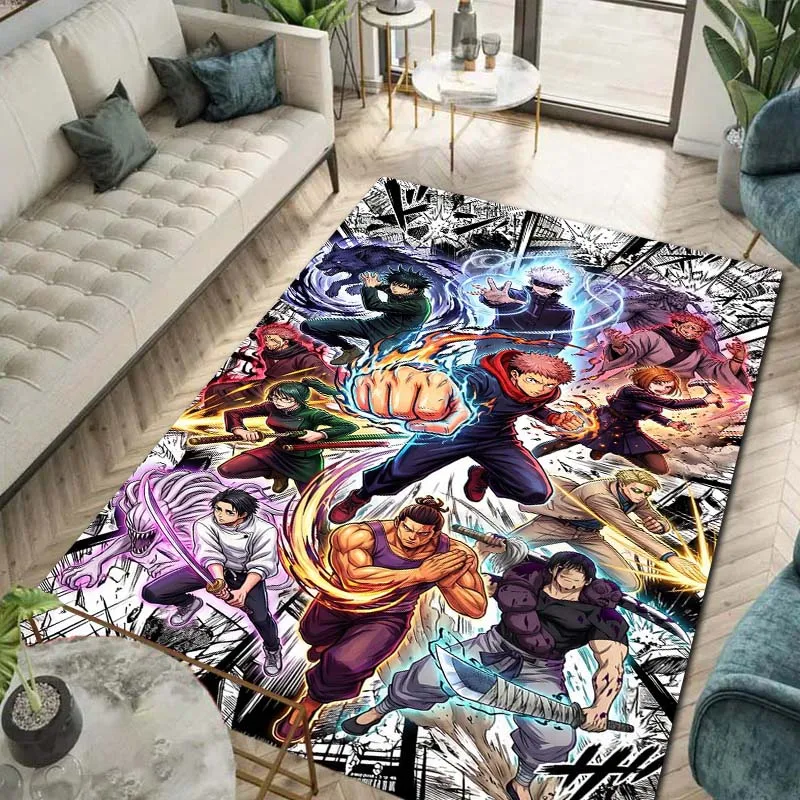 Jujutsu Kaisen Anime Print Area Rug Non‑Slip Soft Floor Carpet Living Room Bedroom Birthday Present Indoor Home Holiday  Decor