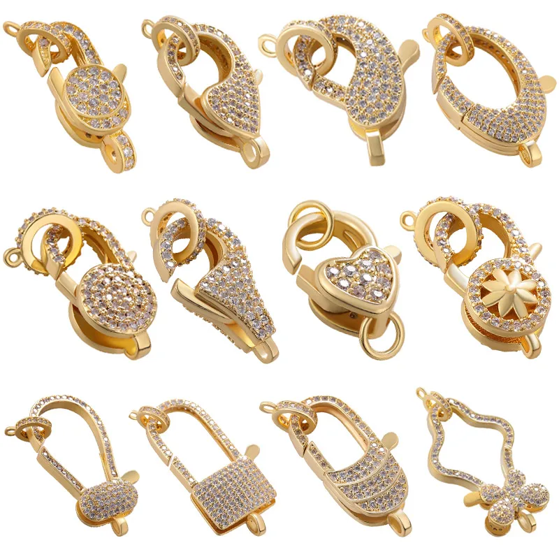 Juya Handmade Gold/Silver Plated Decorative Fastener Locks Lobster Clasps Accessories For Needlework Beads Pearls Jewelry Making