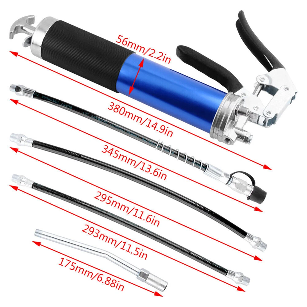 Manual Grip Grease Gun Aluminum Alloy Greasing Injection 400CC Handheld Grease Filling 6000-7000PSI with Flexible Hose