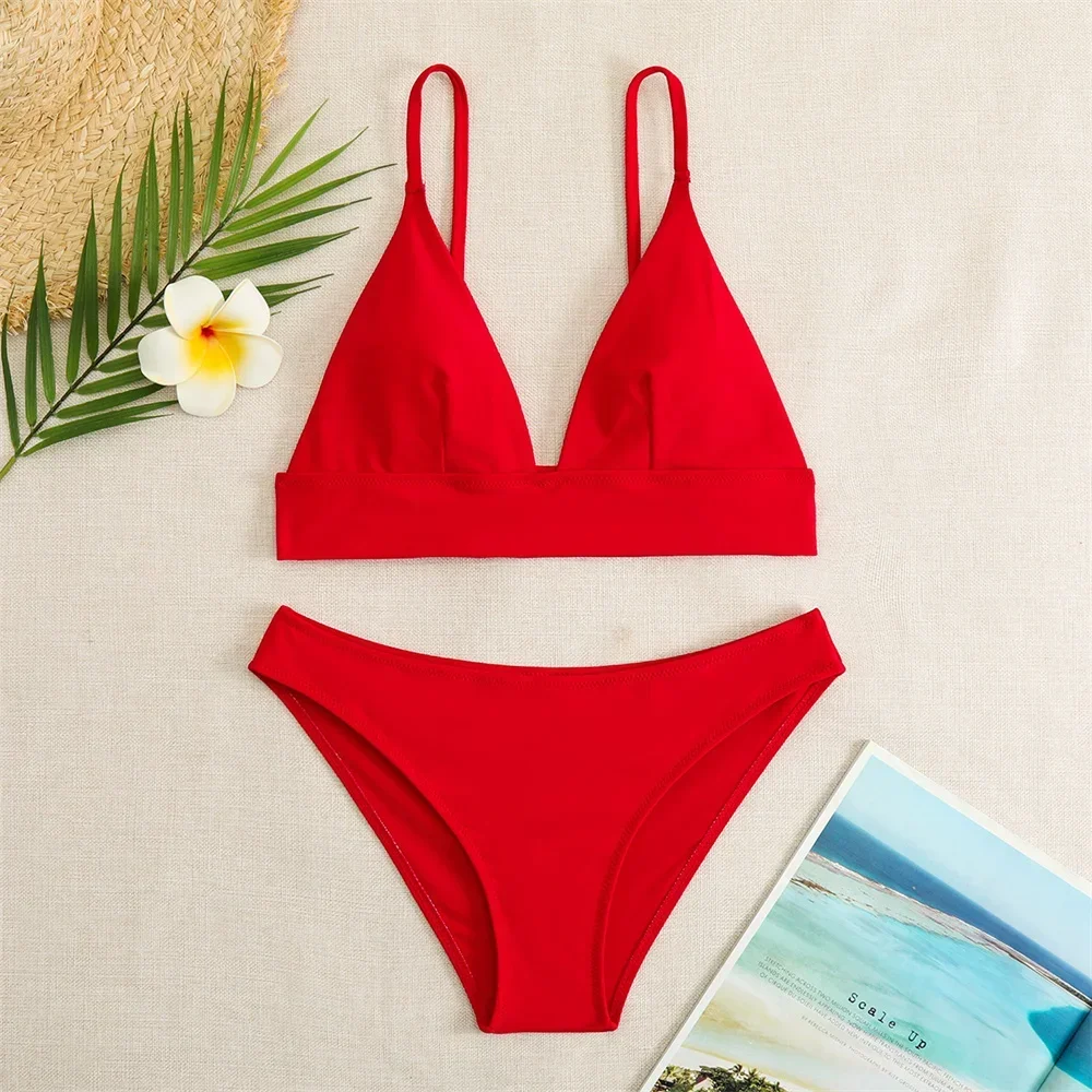 

Sexy Sling Bikini Red Y2K Push Up Swimsuit Micro Triangle Vacation Swimwear Women Brazilian Beach Bathing Suits Bikinis De Mujer