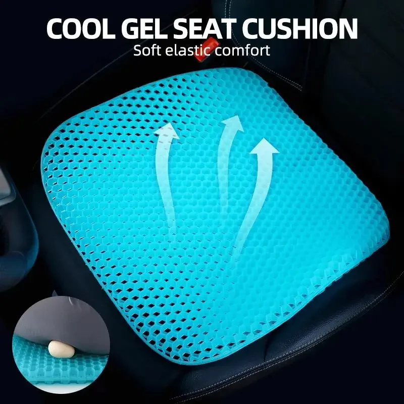 

Car Gel Cooling Cushion 3D Honeycomb Cool and Breathable Cool Ice Silk Car Office Chair Cushion Car Accessories