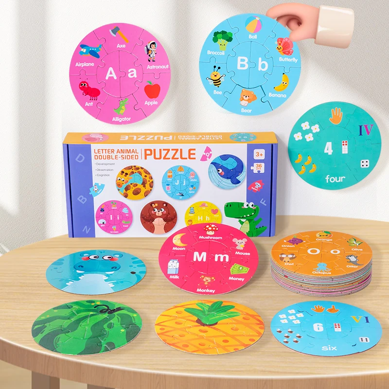 

Alphabet Puzzle Toddler Alphabet Number Jigsaw Puzzles Educational Toys Double-Sided Counting Spelling Matching Game For Kids