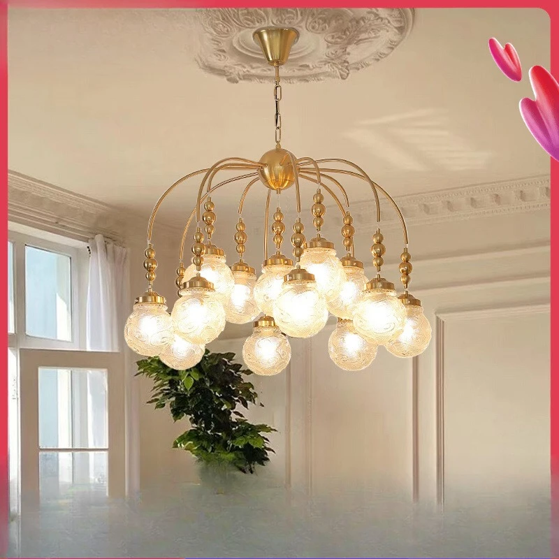 French Light Luxury Villa Duplex Floor Chandelier Designer Medieval Retro Bedroom Crystal Living Room