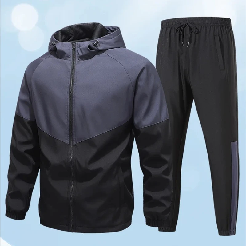 

Fashion Men's Patchwork Tracksuit Spring Autumn Fitness Sportswear Men Waterproof Jogging Suit Male Loose Outdoor Training Sets