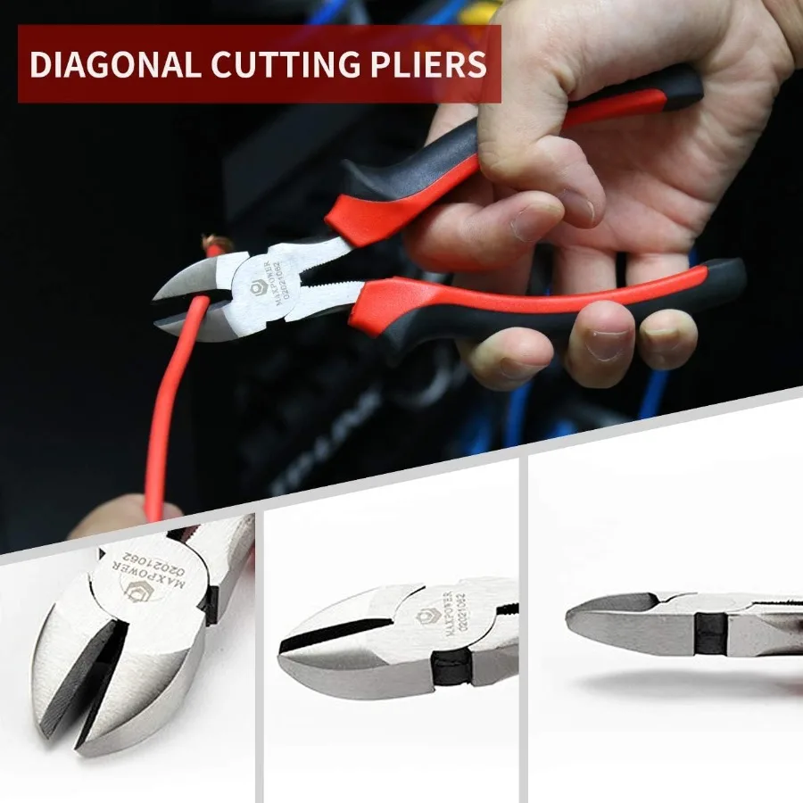 ชุดประแจและคีม 6 ชิ้นในกระเป๋าชุดสำหรับซ่อมรถยนต์ อุปกรณ์ประปา การบำรุงรักษาไฟฟ้า และงาน DIY ทั่วไป