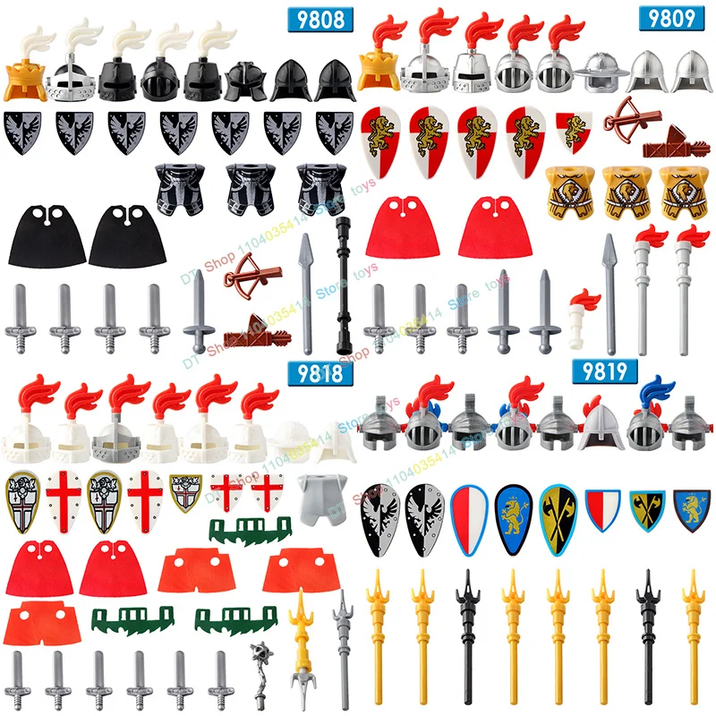 

Medieval Lion Crusader Knight Accessories Shield Accessories Horse Army Solider Mini Action Figures Building Block Toys 9818