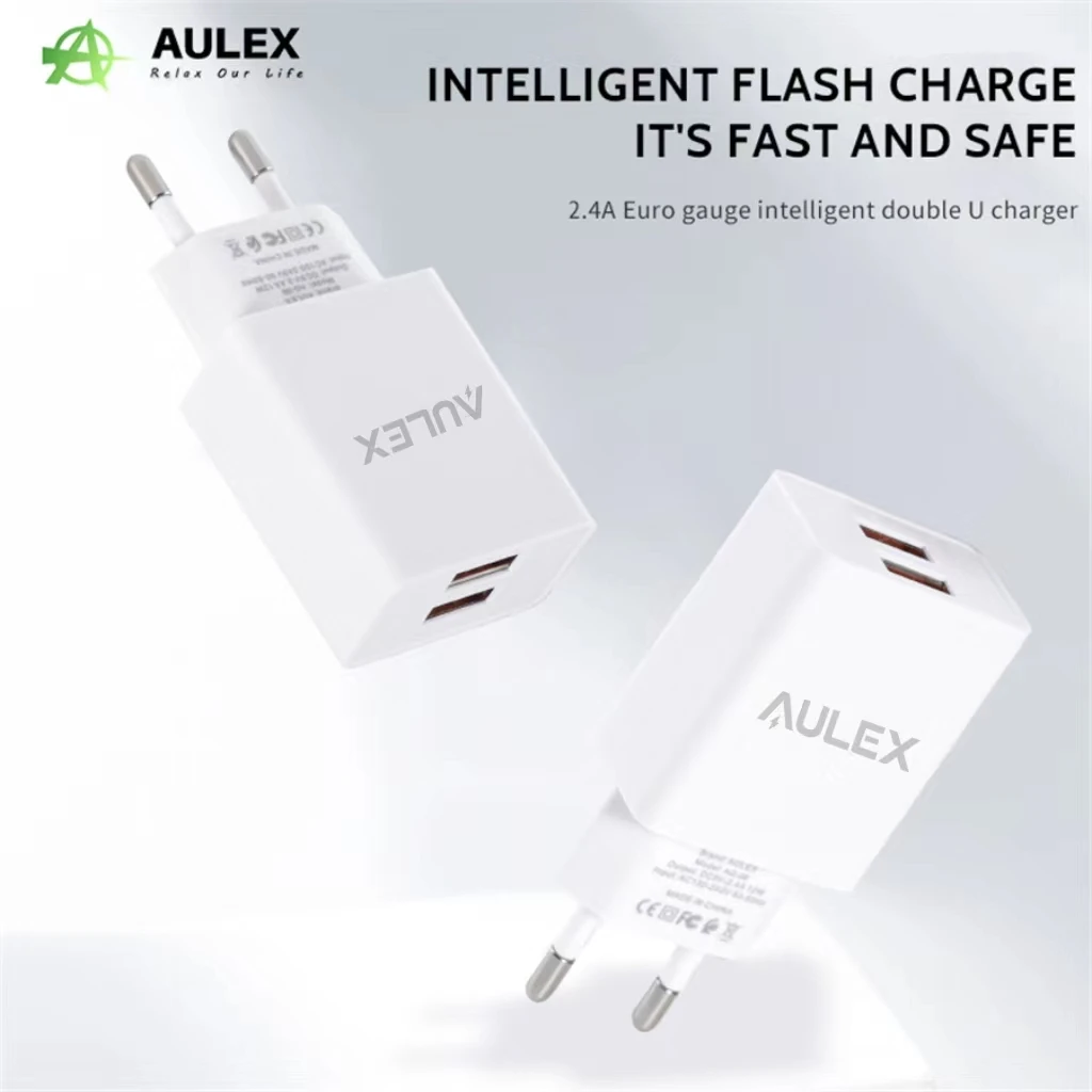 European USB Wall Charger 5V/2.4A Dual Port USB Power Adapter 2 USB Mobile Phone Charger Plug Charging for iPhone Samsung Xiaomi