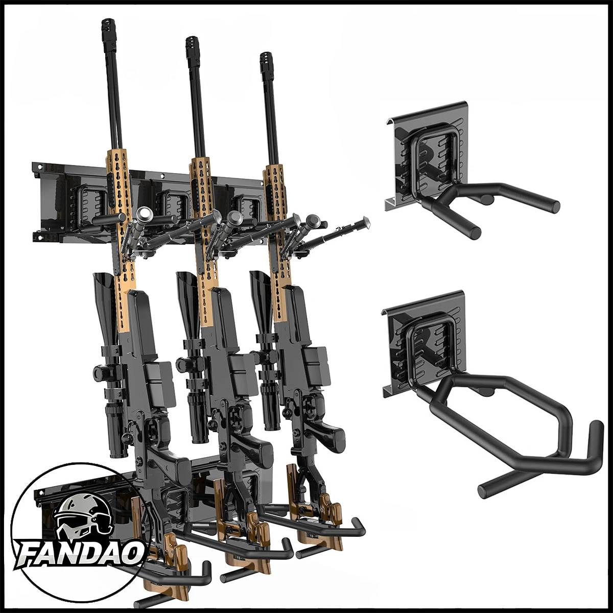 Wall-Mount Rifle Rack Tactical Gun Display Stand for Rifles Shotgun Carbine,Indoor Steel Storage Rack 3-Slot Holds up to 160 Lbs