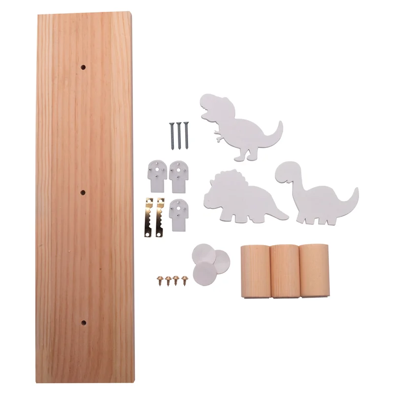 Ganchos de pared de dinosaurio para niños, colgador de puerta de madera para niños, dormitorio, guardería, sala de juegos, decoraciones, blanco