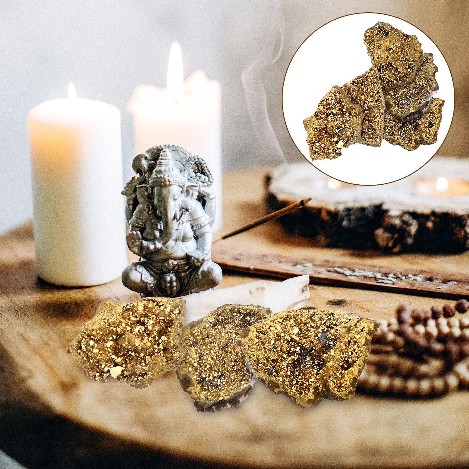 

5Pcs Golden Pyrite Stone Decoration Irregular Natural Crystal Mineral Sample Collection Desktop Ornament Jewelry Charms