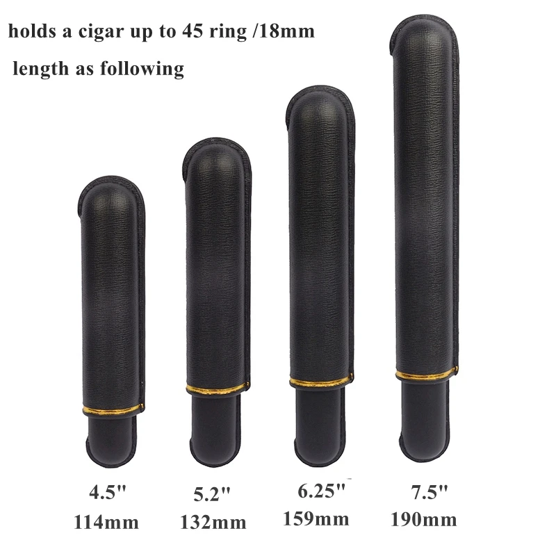 Slim Cigar Case 45 Ring 18mm Dia Leather Cigar Holder 4 Sizes Travel Humidor Single Tube Mini Box for Smoking Accessory