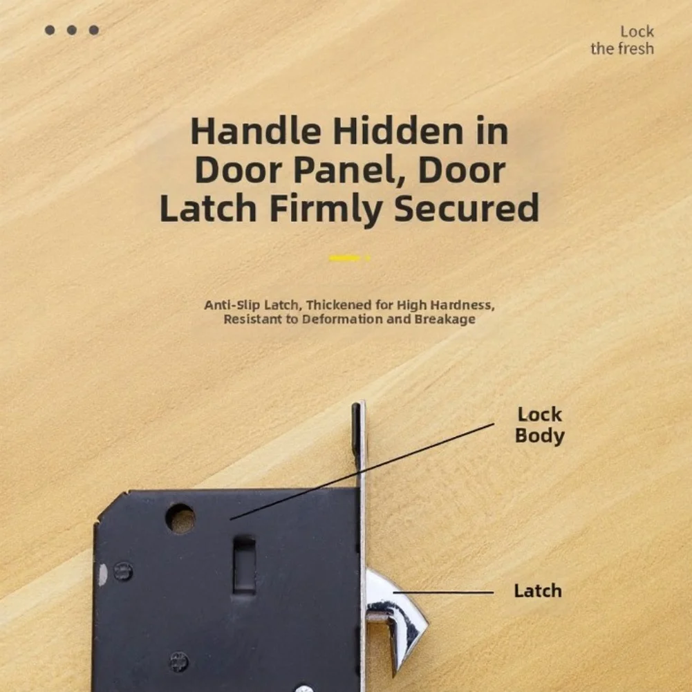 Sliding Door Lock with Three Keys for Wooden Sliding Doors Featuring Seamless Concealed Handle and Slip Resistance