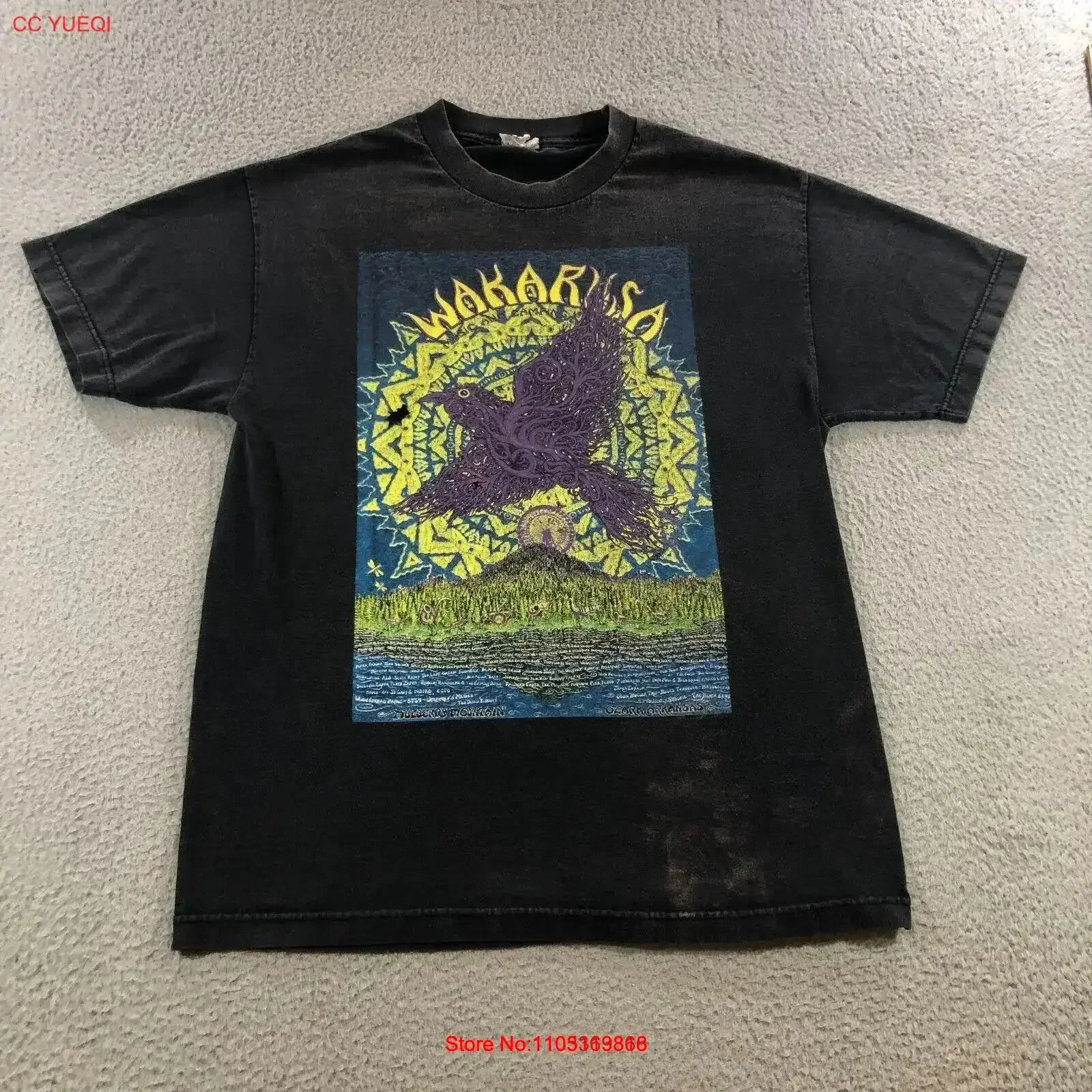 Wakarusa مهرجان الموسيقى 2012 الحفل الفرقة تي شيرت رجالي L أسود سحق خمر غسلها تنوعا مريحة عادية خمر