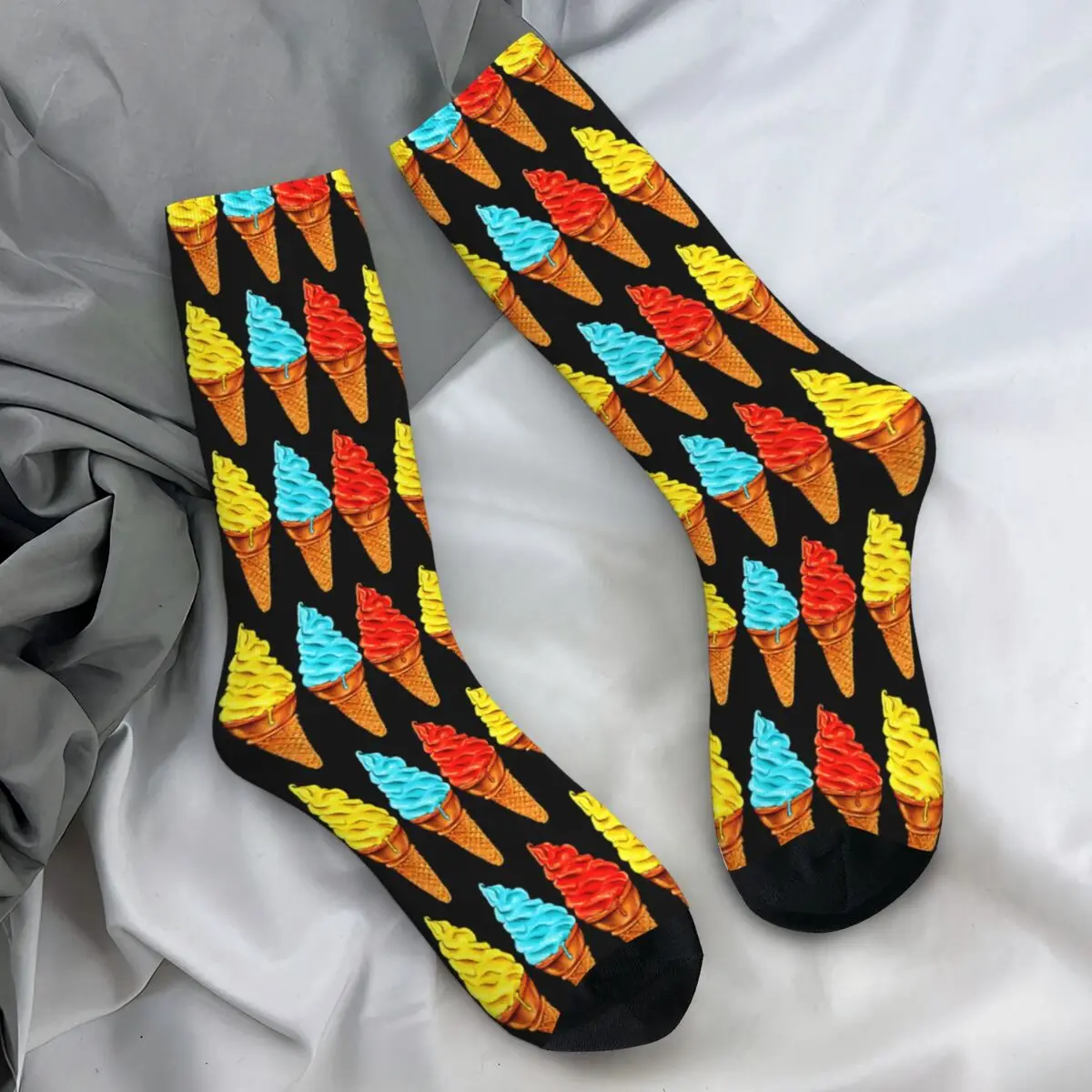 Ice Cream Socks Autumn Rainbow Pattern Stockings Elegant Couple Quality Socks Graphic Cycling Anti Sweat Socks