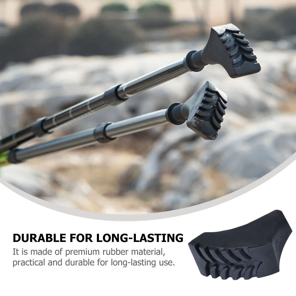 

4pcs Anti-Skid Covers For Hiking Sticks Rubber Tip Protectors Trekking Pole Accessories Walking Stick Head Cover Camping Hiking
