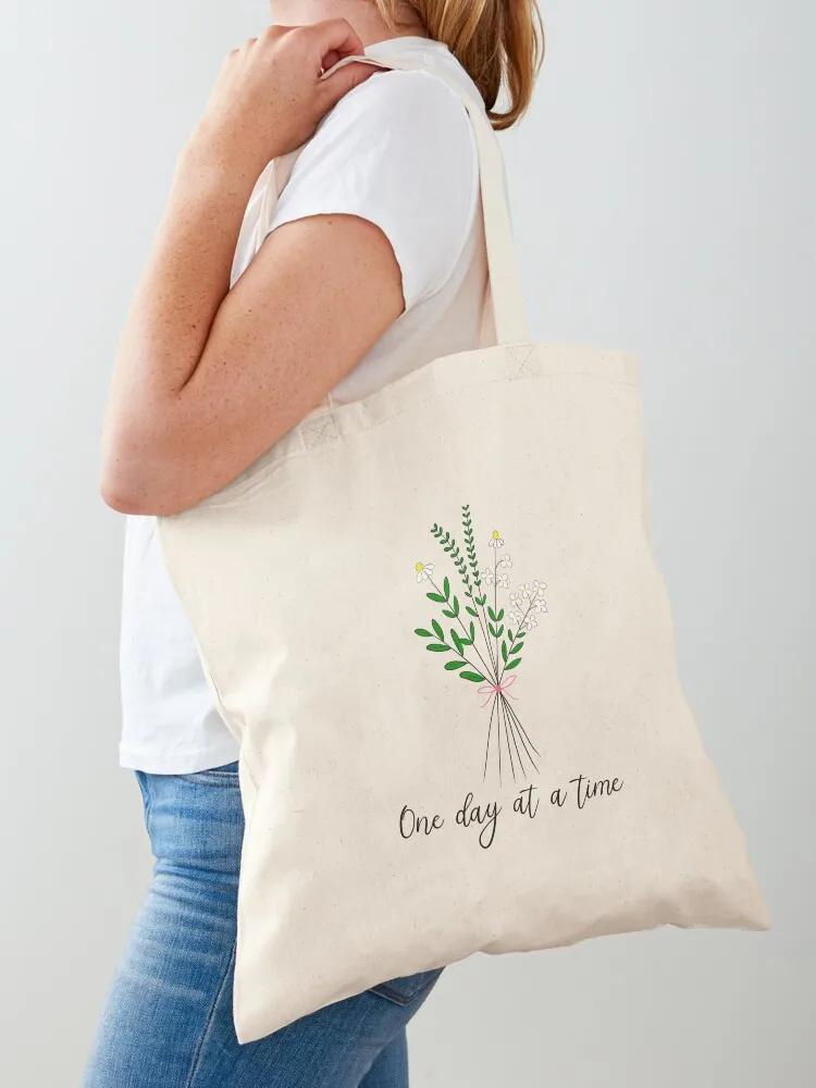 

One day at a time quote Tote Bag tote bags cloth bags bag luxury women foldable reusable bag hand ladies