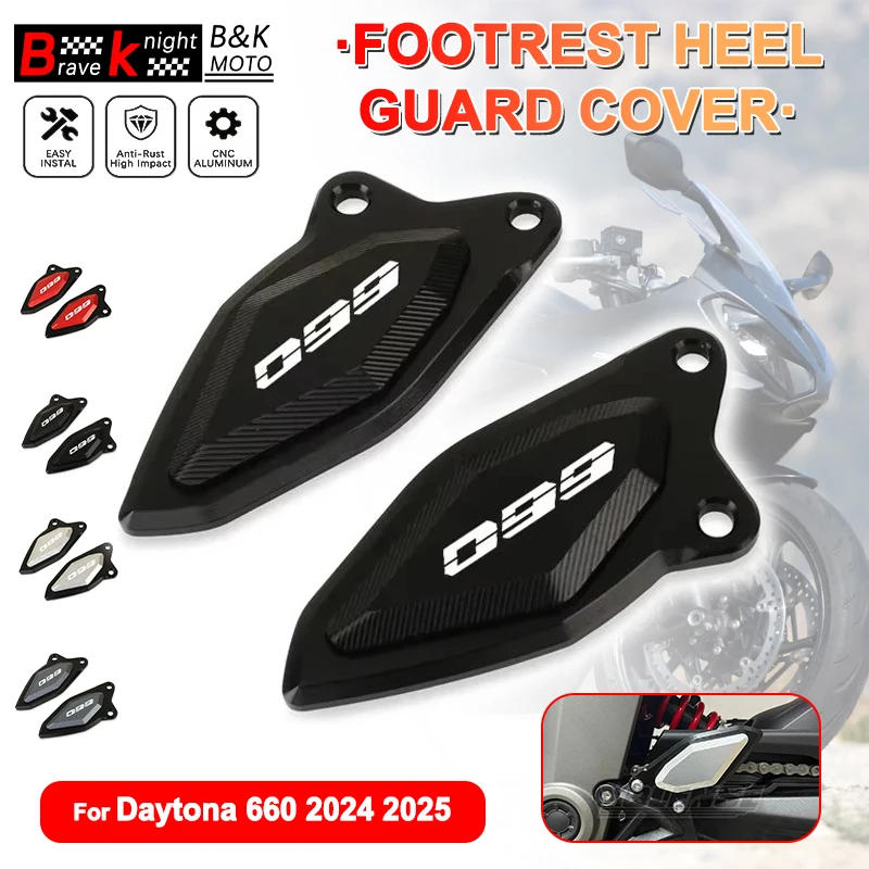 

For Daytona 660 2024 2025 CNC Aluminum Footrest Heel Guard | Rearsets Foot Peg Protector Anti-Slip Heavy-Duty Motorcycle Parts