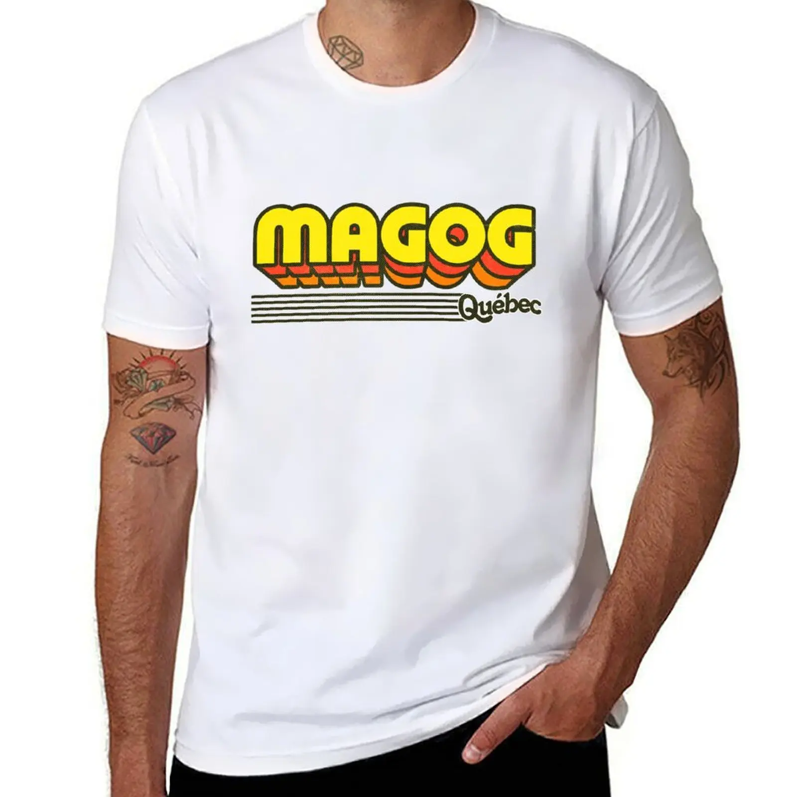 

Magog, Québec | Retro Stripes T-Shirt funny t shirts dark humor g man t shirts for men T-Shirt