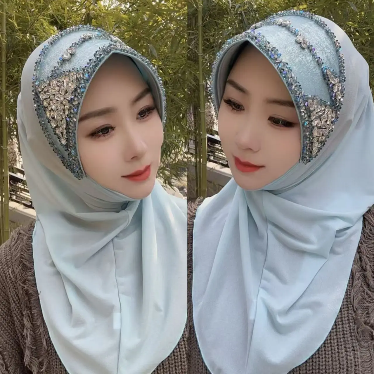 

Africa Ethnic Hats Hijab for Women Elegant Hard Shell Tassels Party Caps Head Wear Convenience Diamond Grey Hijabs Cap Cozy 2026