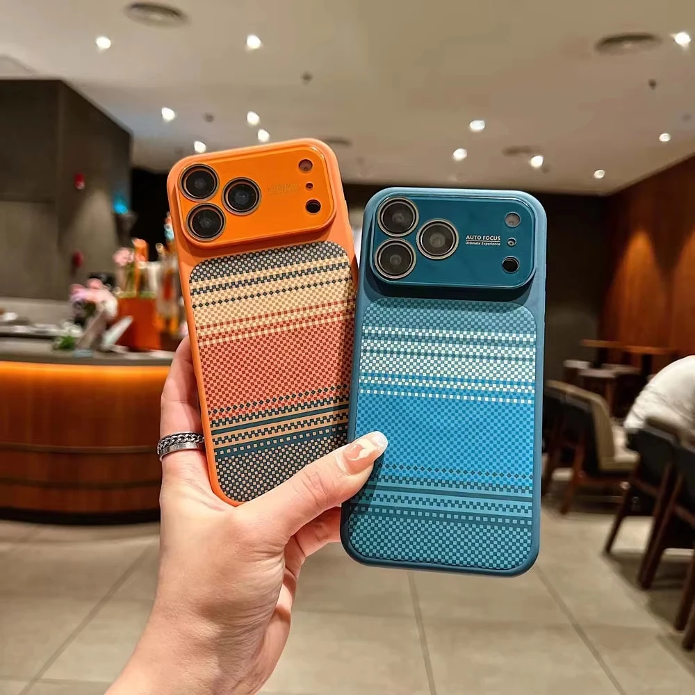 K6 Luxury Carbon Fiber Pattern Phone Case for iPhone 17/16/15/14/13 pro Max - Magnetic Wireless Charging Lens Protection view 2