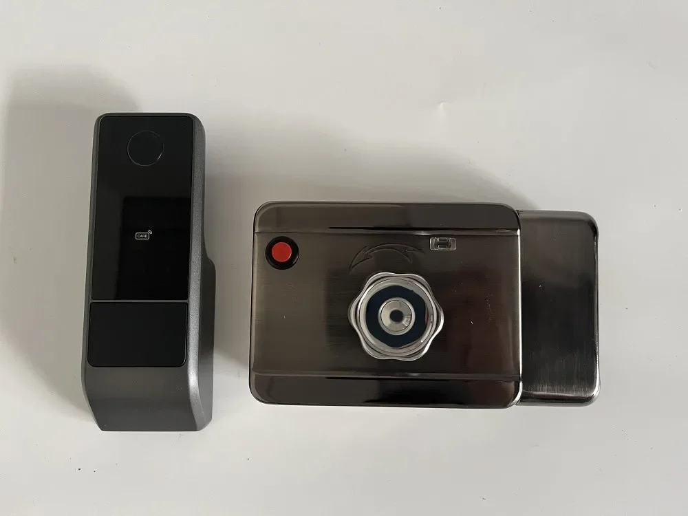 003 Waterproof Tuya Smart Life Wifi App Electric Smart Fingerprint Rim Door Lock For Outdoor Gate Front Door.