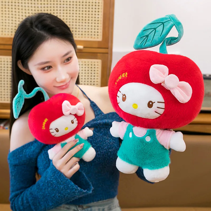 45cm 산리오 귀여운 헬로키티 고양이 인형 탈부착 가능한 드레스 애니메이션 헬로키티 봉제 인형 귀여운 고양이 인형 어린이 생일 선물
