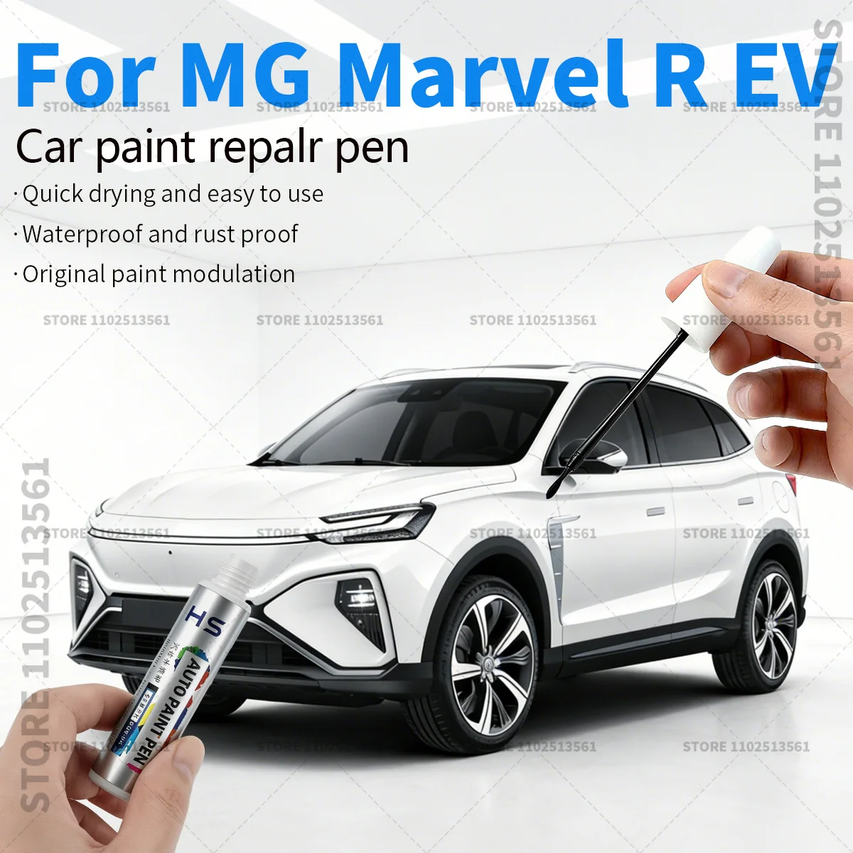 

Ручка-корректор для ремонта автомобильной краски, аксессуары для устранения царапин, цвета: черный перламутр, белый, синий, красный, серый Kirin, для MG Marvel R EV 2021-2023 гг.
