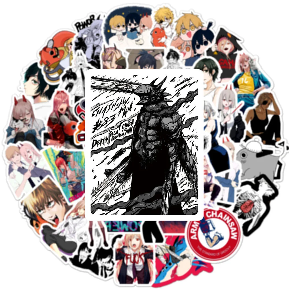 10/30/50/100pcs Anime Chainsaw Man Stickers Cool Denji Makima Cartoon Waterproof Sticker Decals Graffiti Water Bottle Laptop Car