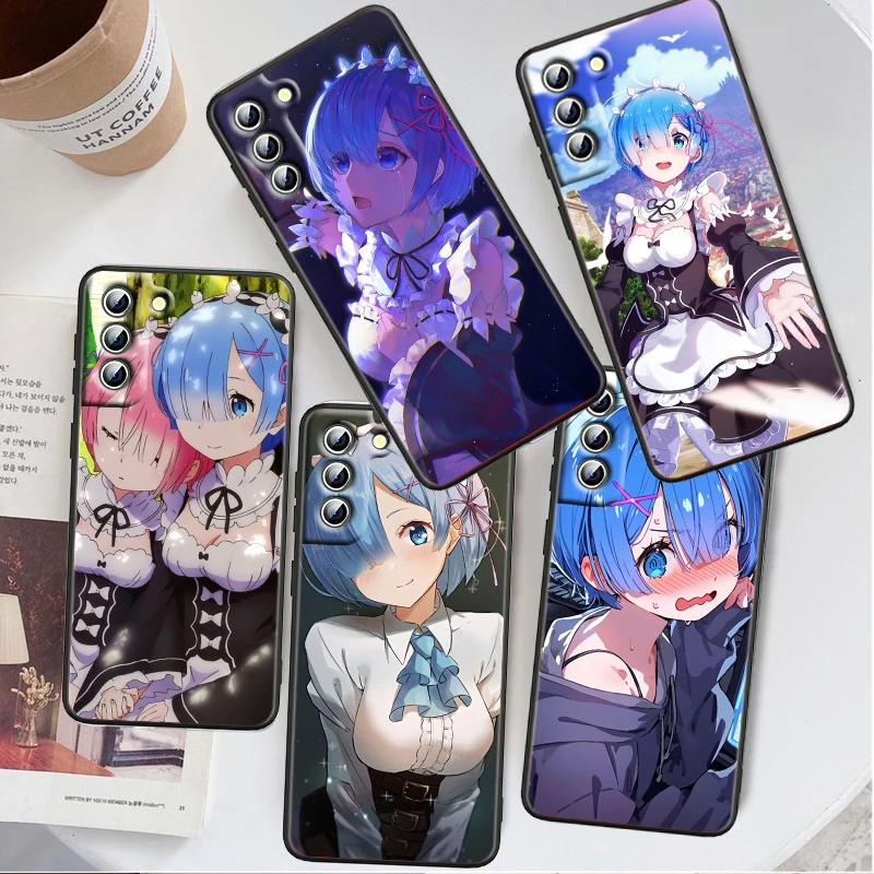 Anime Cool Cute R-Rem For Samsung Galaxy S24 S23 S22 S21 S20 FE S10 S10E Plus Ultra Pro Lite 5G Black Soft Phone Case