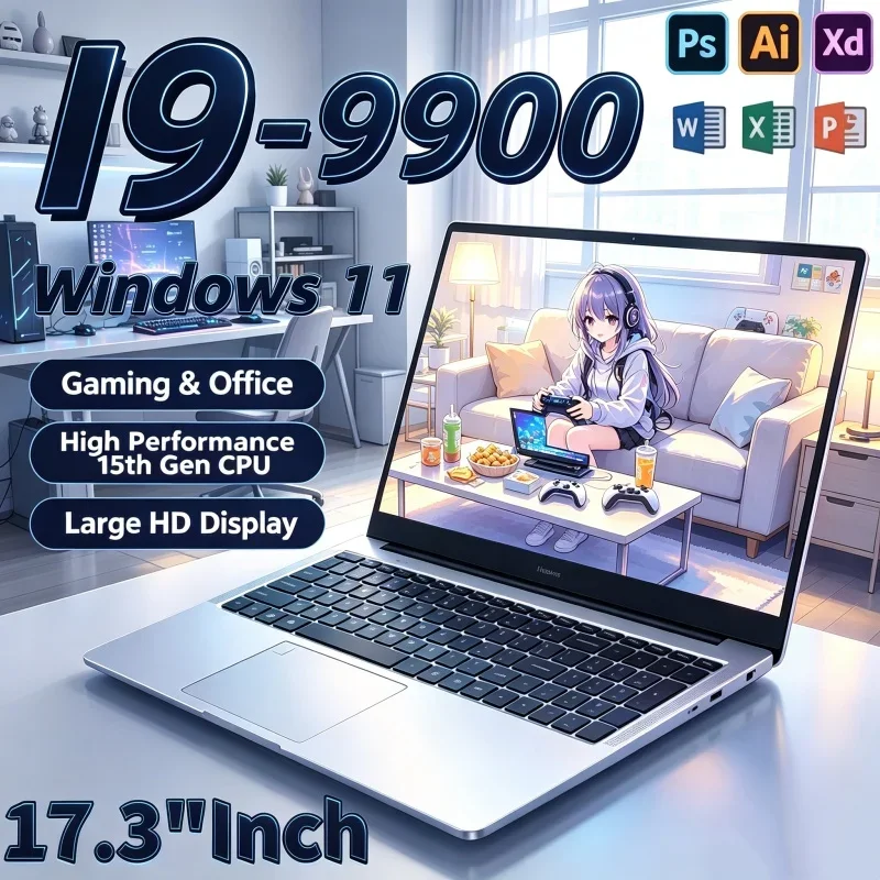 Vigorous 17.3 Inch Laptop Intel Core I9‑9900 Windows 11 32GB DDR4 M.2 2TB SSD Ultrabook Computer