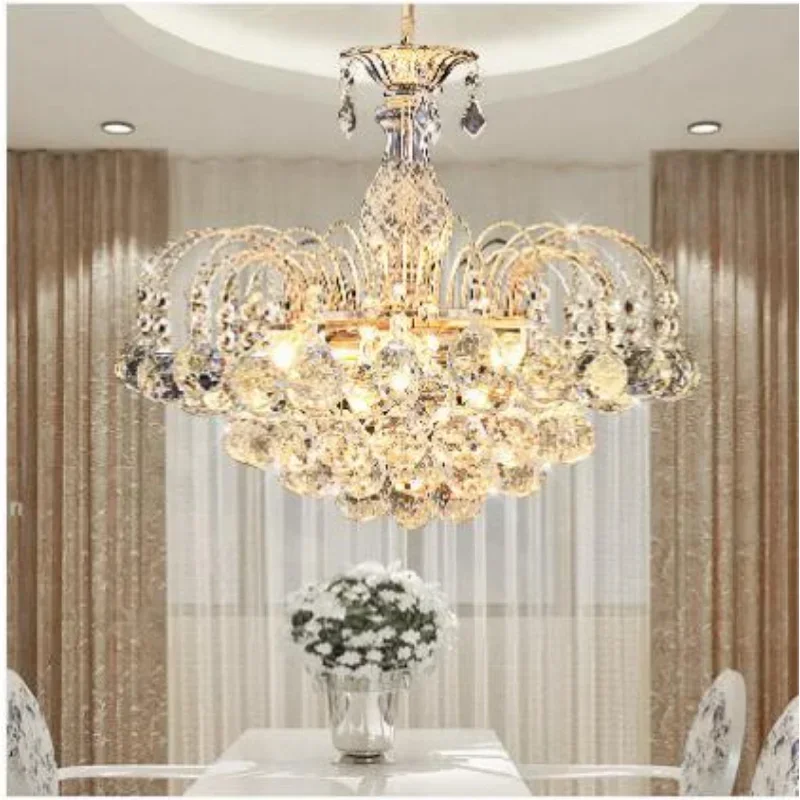 Crystal Chandelier Ceiling Lamp Hardwear Frame Glass with E14 Bulb Holder Romance Fixture for Dining Room Bedroom Restaurant