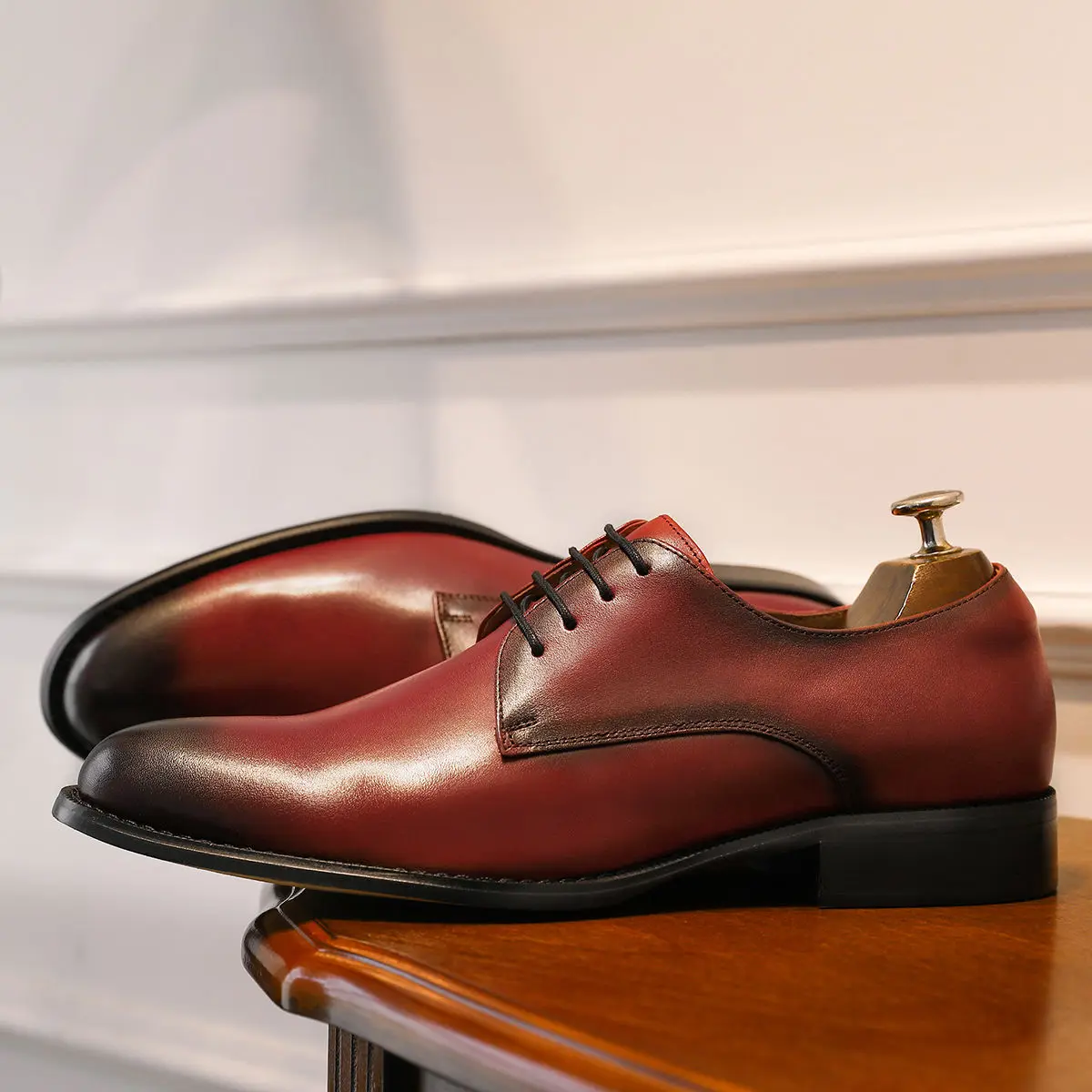 DESAI Derby Sapatos sociais masculinos formais de negócios com cadarço de couro de grão integral sapatos minimalistas para presentes masculinos